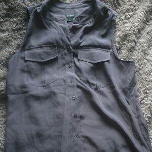 LOFT Charcoal Sleeveless Blouse